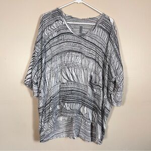 Raquel Allegra 100% Silk Blouse Top Size 0 XS Oversized Raveling Print Made USA
